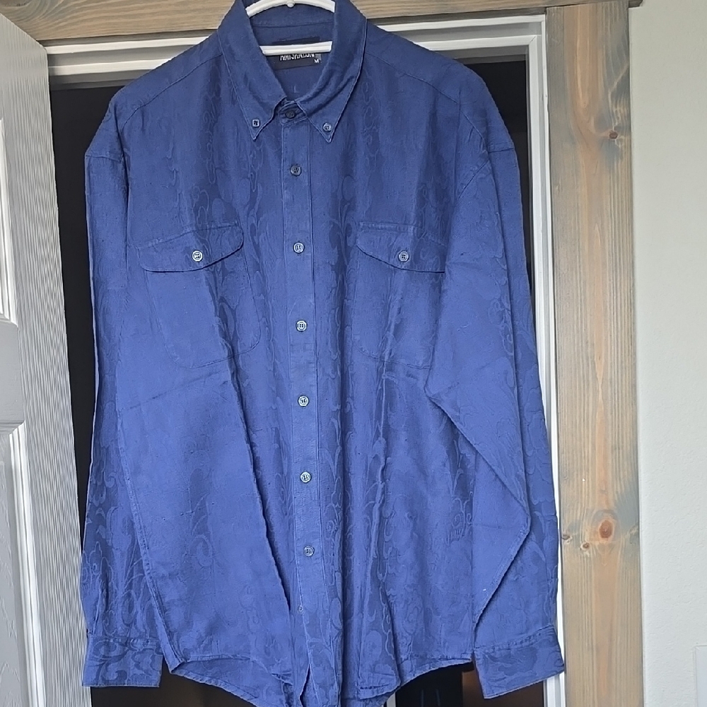 Blue Casual Button Down Shirt with Relaxed Fit